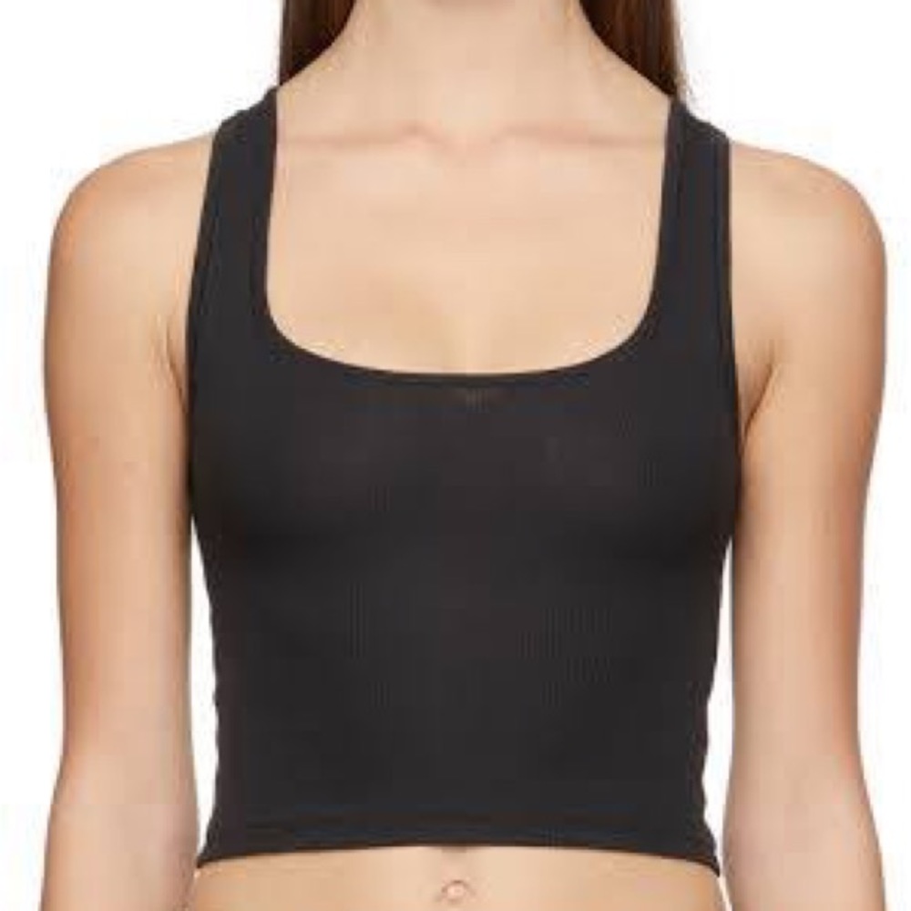 SKIMS Cotton Rib Tank in Soot Black Size Small